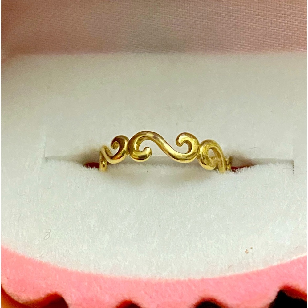 Solid 10k Yellow Gold Swirl Ring - image 1